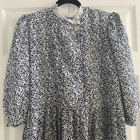 Vintage blue and white dress size medium - Picture 6 of 8